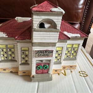 Department 56 Snow Village Jefferson School Decor